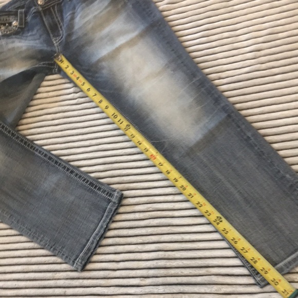 New Miss Me Standard Easy Crop Rhinestone Sequin Embroidered Stretch Jeans W32 - Picture 14 of 14